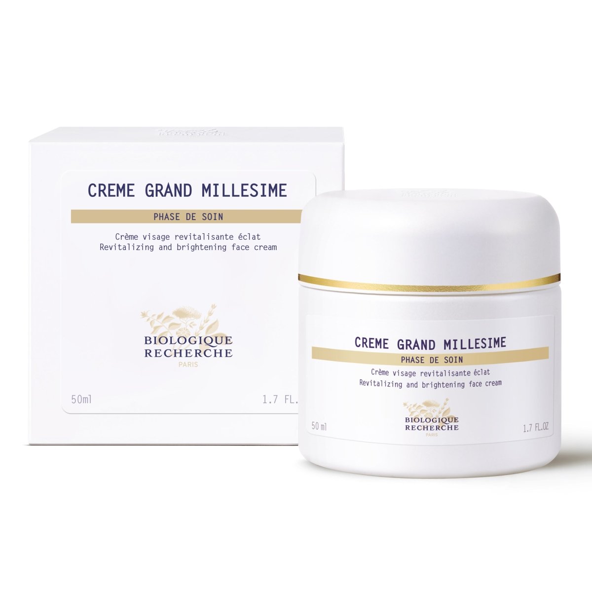Creme Grand Millesime face cream jar and packaging on a white background