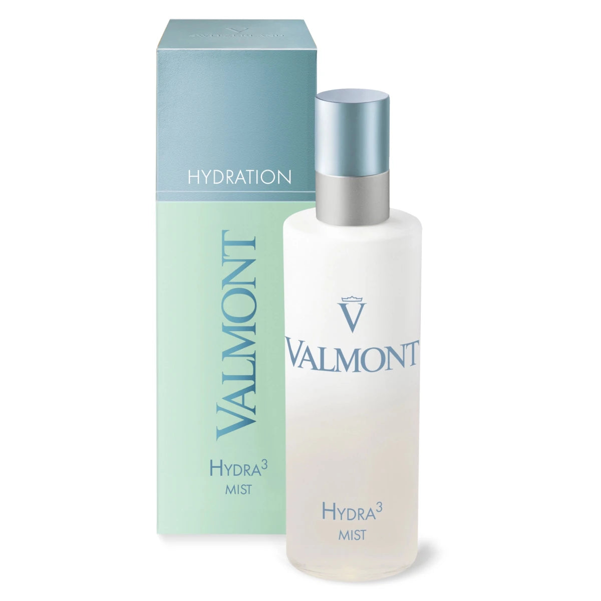 Valmont Hydra3 Mist bottle and packaging on a white background