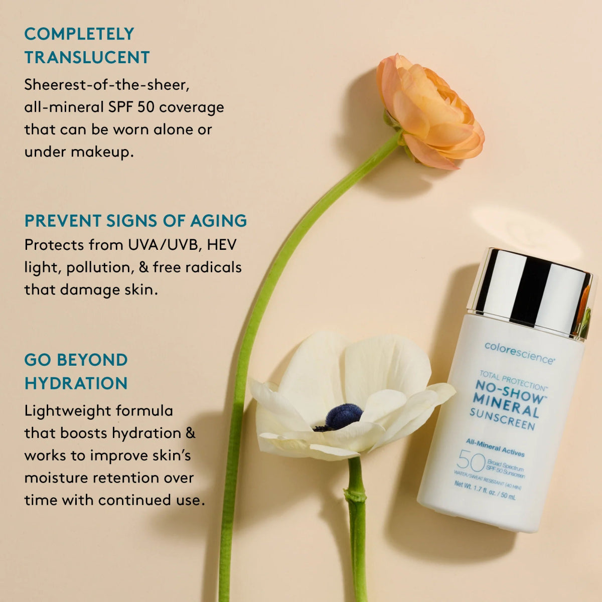 Total Protection® No - Show™ Mineral Sunscreen SPF 50 - Colorescience - Sun Care - Aida Bicaj