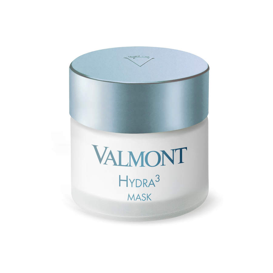 Valmont Hydra3 Mask jar with blue lid on a white background