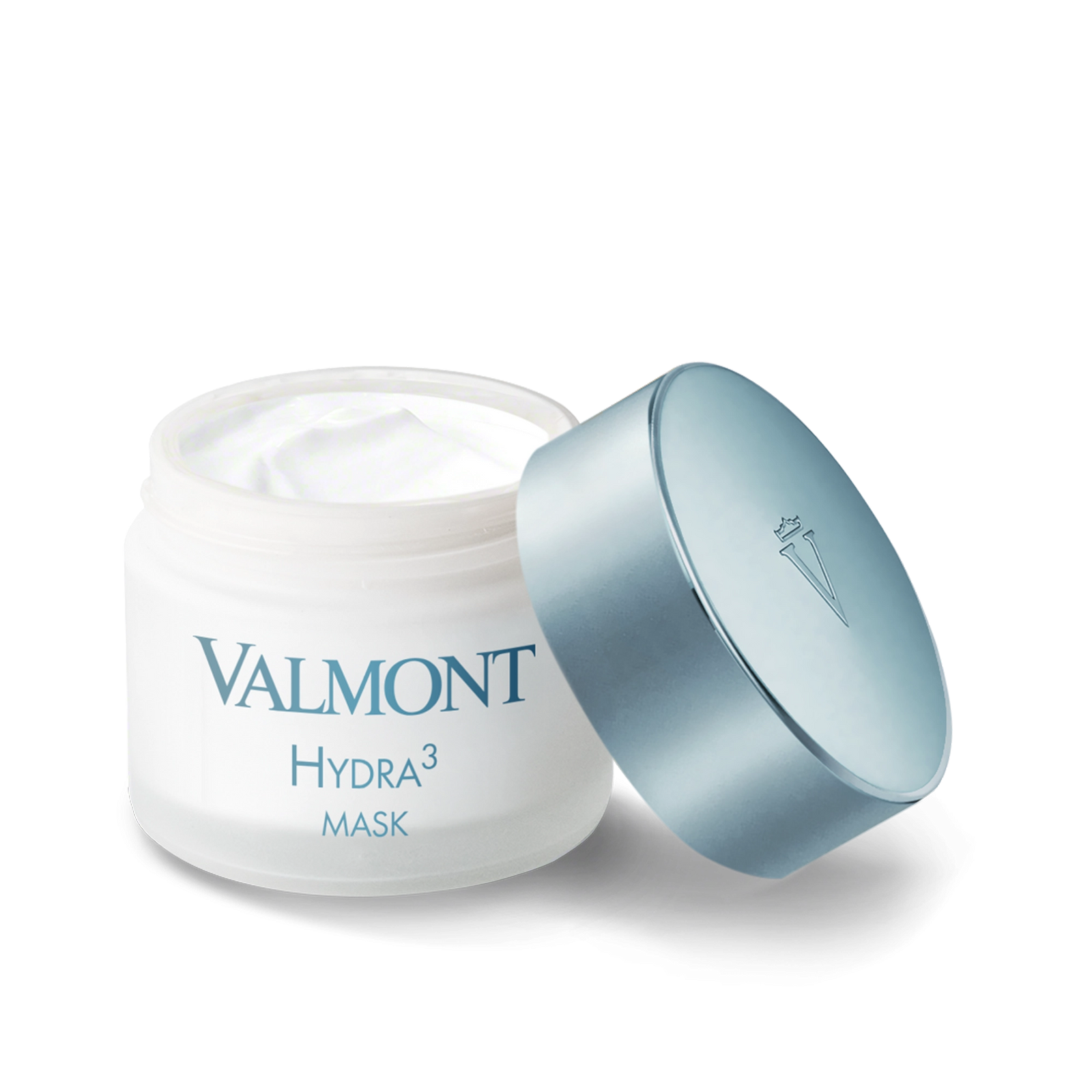 Valmont Hydra3 Mask jar with blue lid on a white background