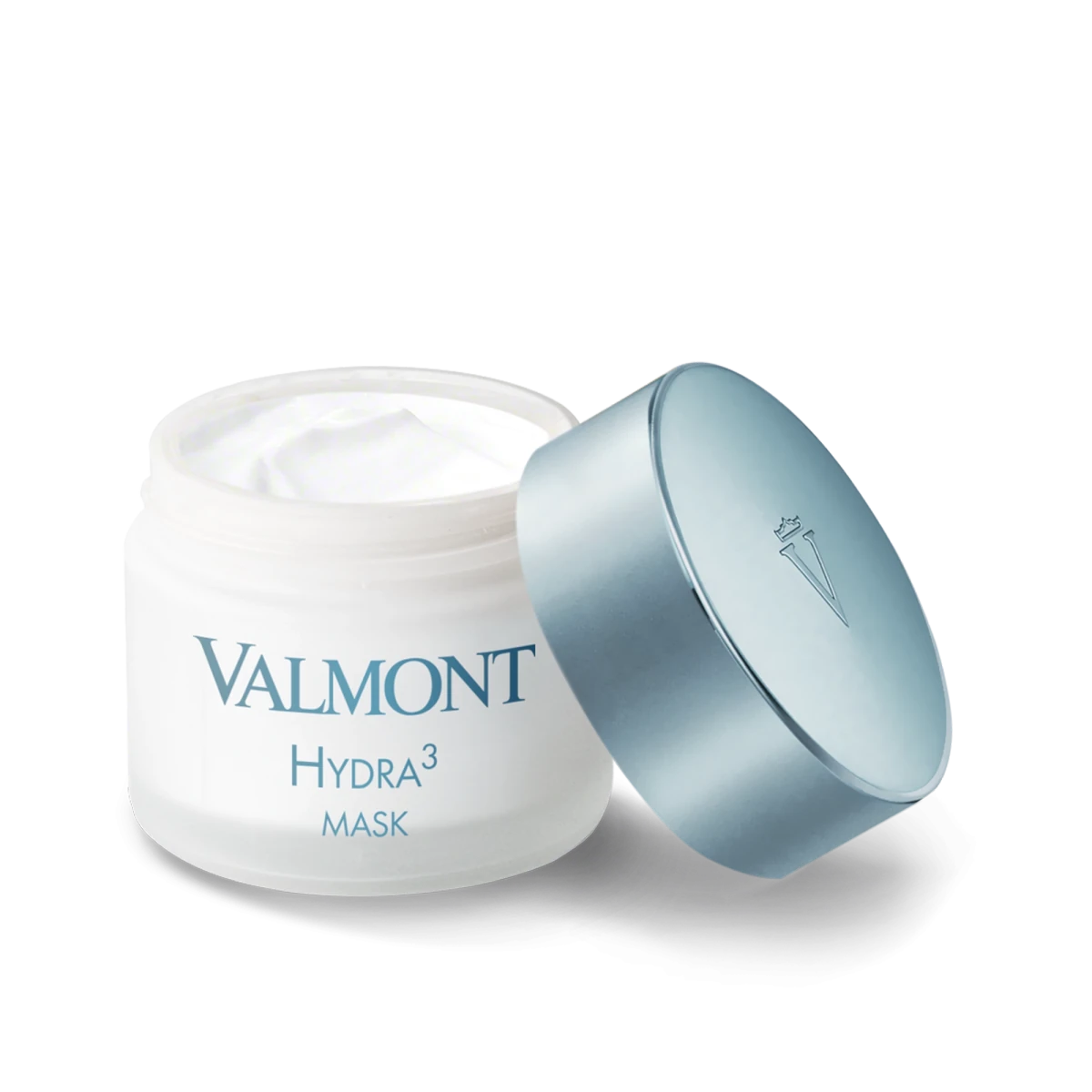 Valmont Hydra3 Mask jar with blue lid on a white background