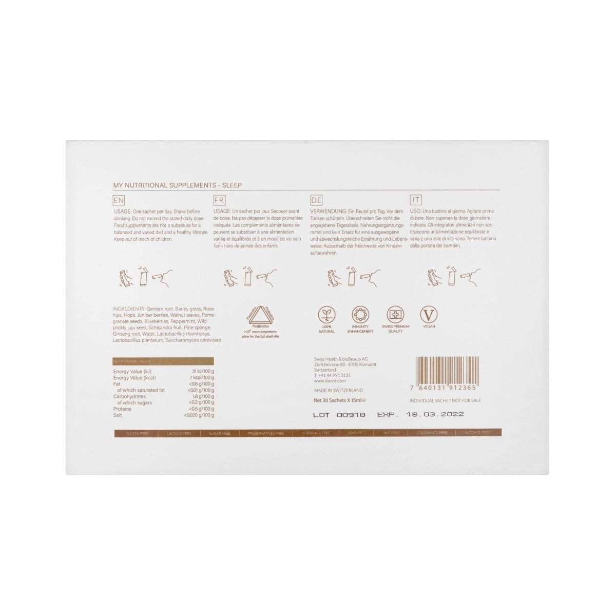 SLEEP Food Supplement - Niance - Food Suplement - Aida Bicaj