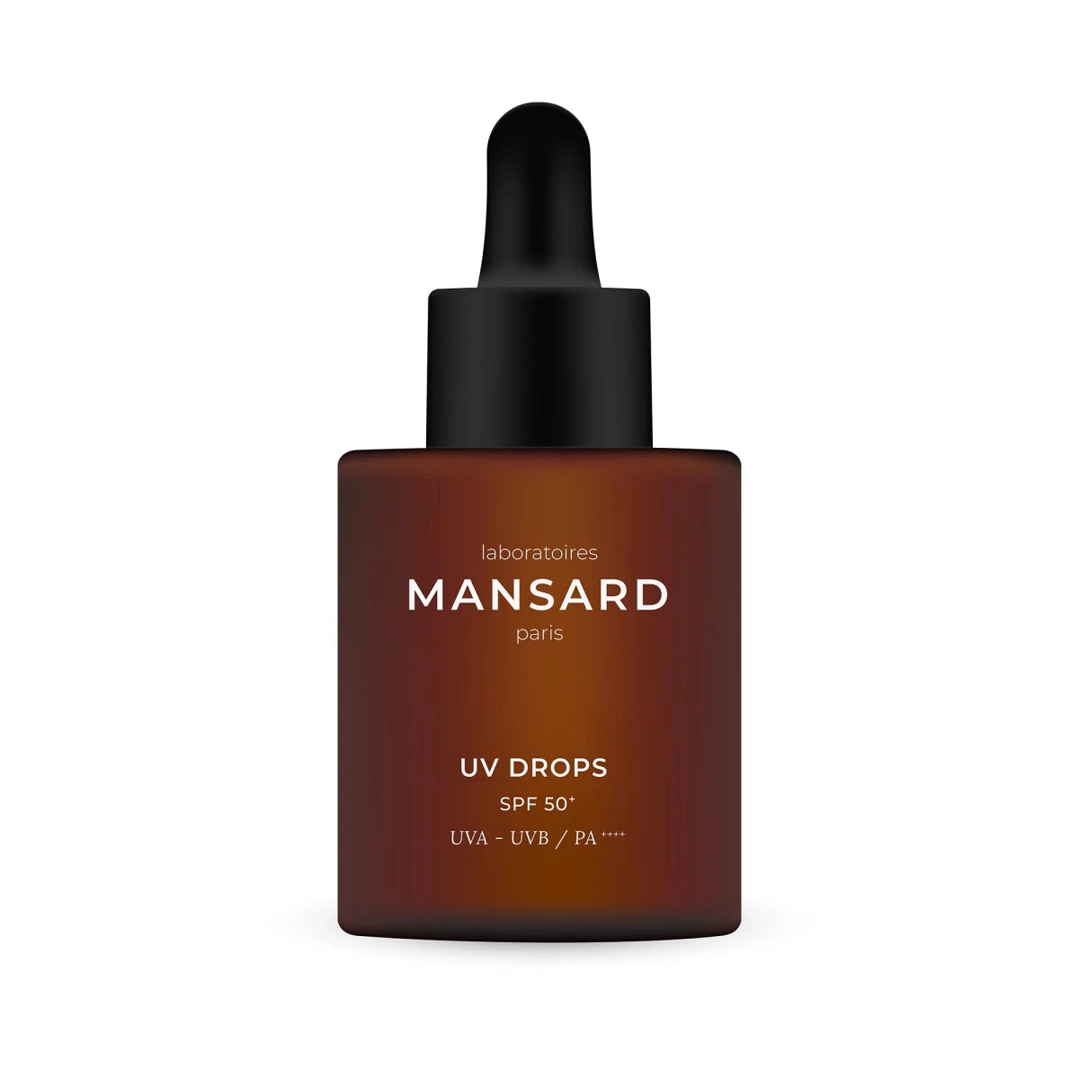 Mansard UV Drops bottle on a white background